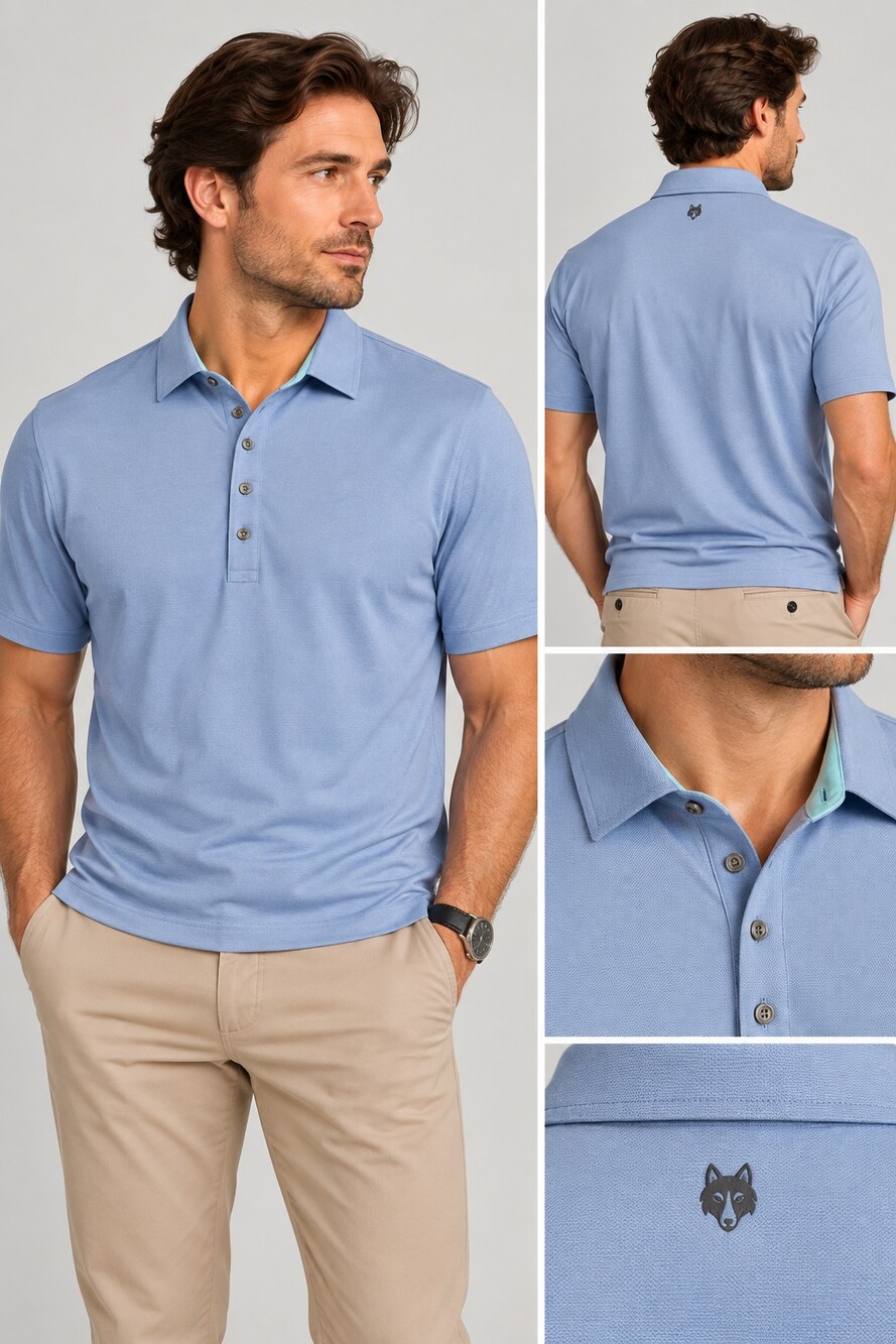 Greyson Men’s Performance Golf Polo – XL – Light Blue